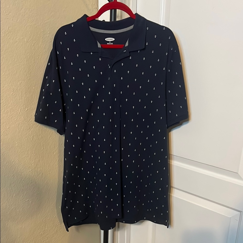Old Navy Blue and White Polo Shirt Casual Style